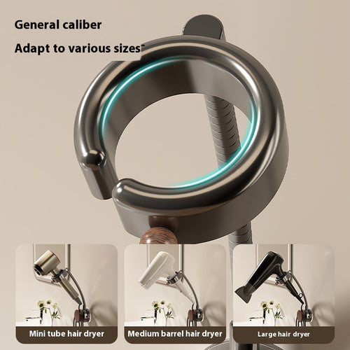 Hands-Free Hair Dryer Holder | Suction Cup Wall Mount, 360° Rotation, No Drill