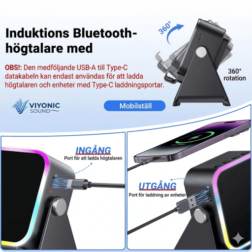 SoundStand Pro™ | Induktiv 5-i-1 trådlös högtalare, telefonhållare och laddare. En enhet. Noll röra.