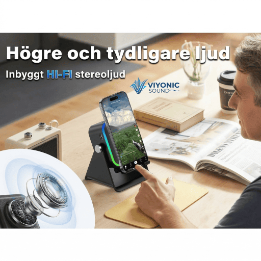 SoundStand Pro™ | Induktiv 5-i-1 trådlös högtalare, telefonhållare och laddare. En enhet. Noll röra.