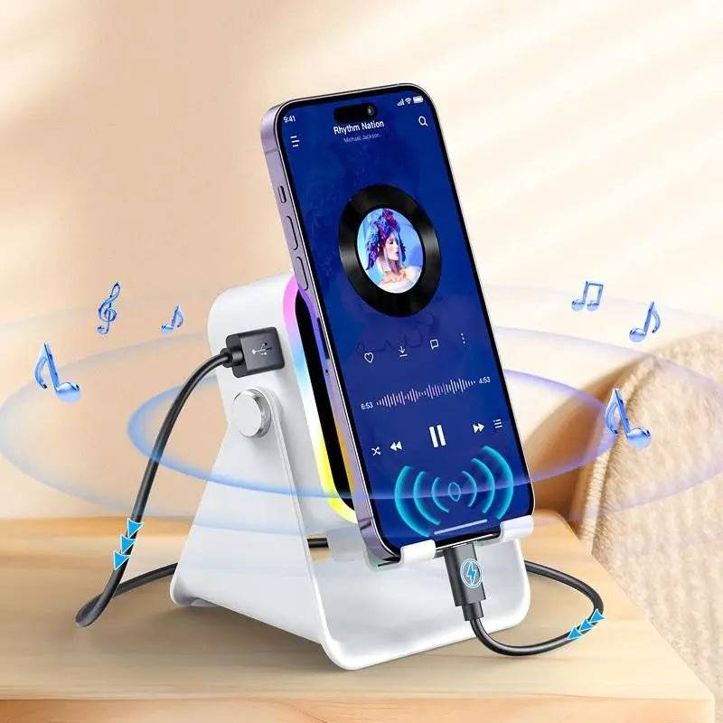 SoundStand Pro™ | Induktiv 5-i-1 trådlös högtalare, telefonhållare och laddare. En enhet. Noll röra.